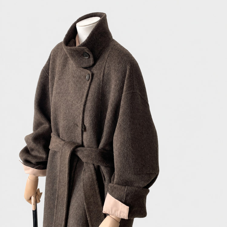 Brown tweed coat women's autumn and winter 2024 new woolen coat feeling small short Korean temperament