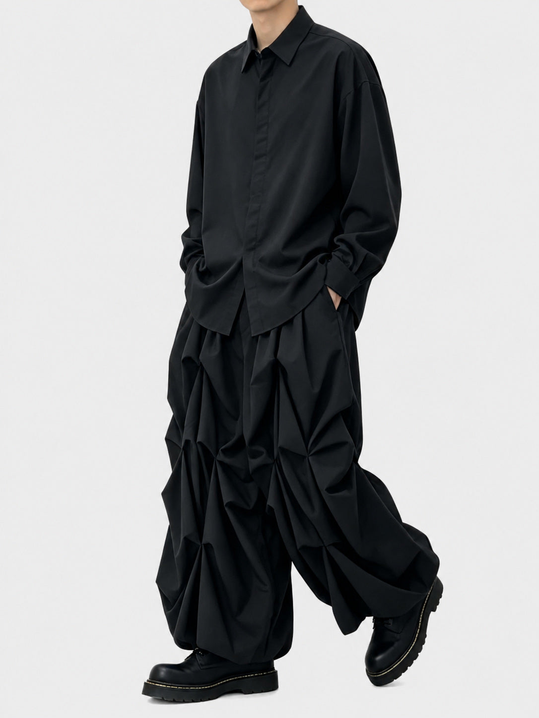 B72 Japanese Dark Design Men's Wide-Leg Skirt Pants Loose High-Waist Yamamoto Style Autumn Casual Nine-Point Pants Trendy