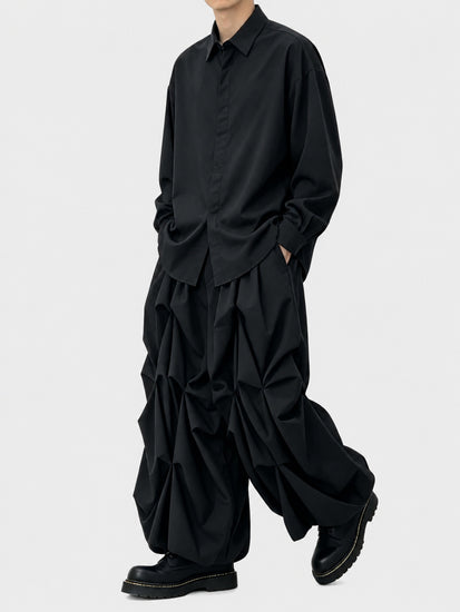 B72 Japanese Dark Design Men's Wide-Leg Skirt Pants Loose High-Waist Yamamoto Style Autumn Casual Nine-Point Pants Trendy