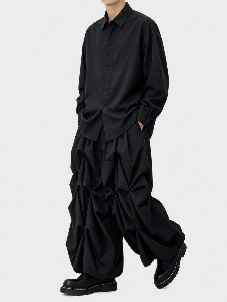 B72 Japanese Dark Design Men's Wide-Leg Skirt Pants Loose High-Waist Yamamoto Style Autumn Casual Nine-Point Pants Trendy
