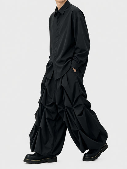 B72 Japanese Dark Design Men's Wide-Leg Skirt Pants Loose High-Waist Yamamoto Style Autumn Casual Nine-Point Pants Trendy