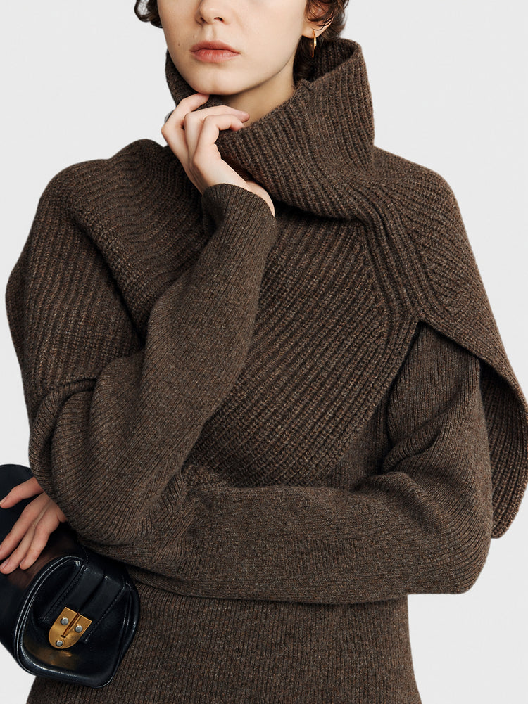 Styling artifacts: ultra-fine merino wool, high neck slit, multi-wear, knitted shawl, large scarf